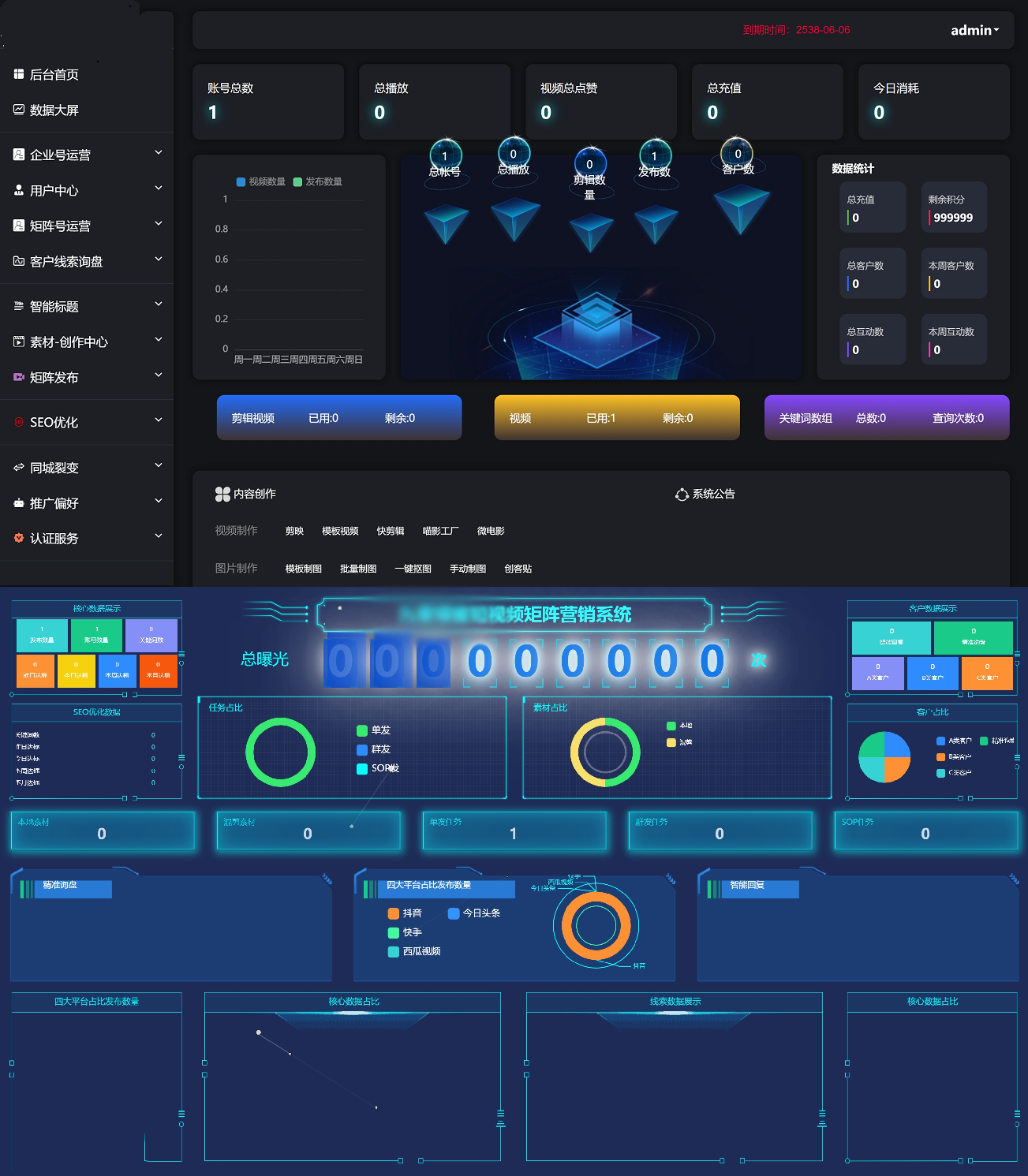 抖音矩阵云混剪系统V2.3.0功能界面展示
