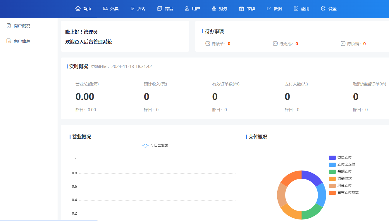 云贝餐饮点餐小程序功能配置界面