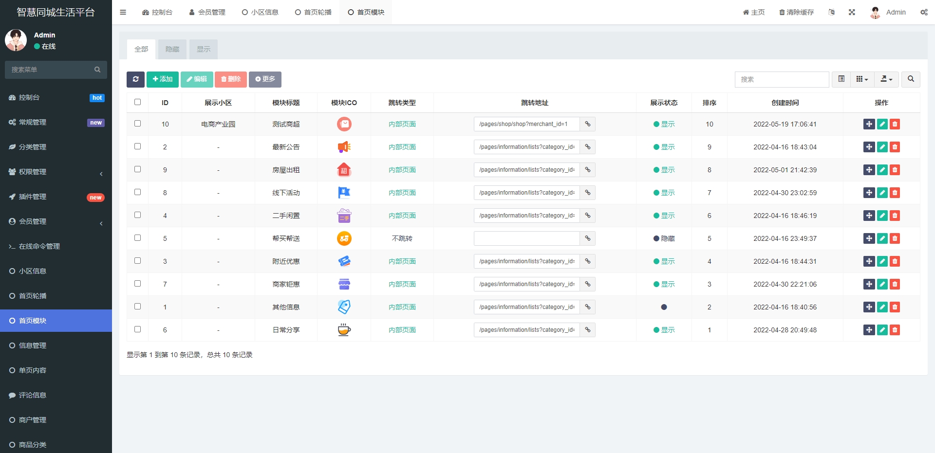 社区系统管理后台