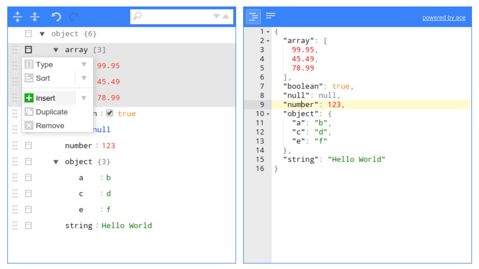 网页版JSON编辑器界面截图
